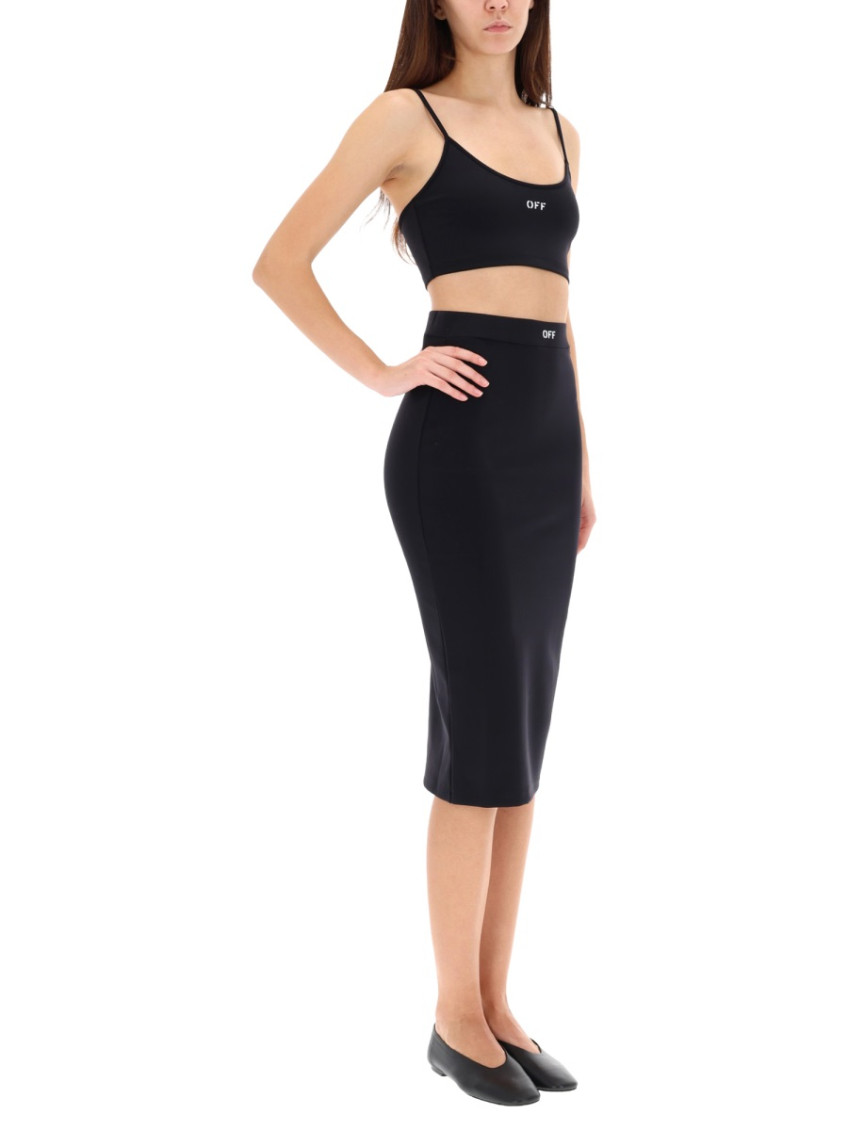 Off-White - comfortable midi skirt elastic waistband