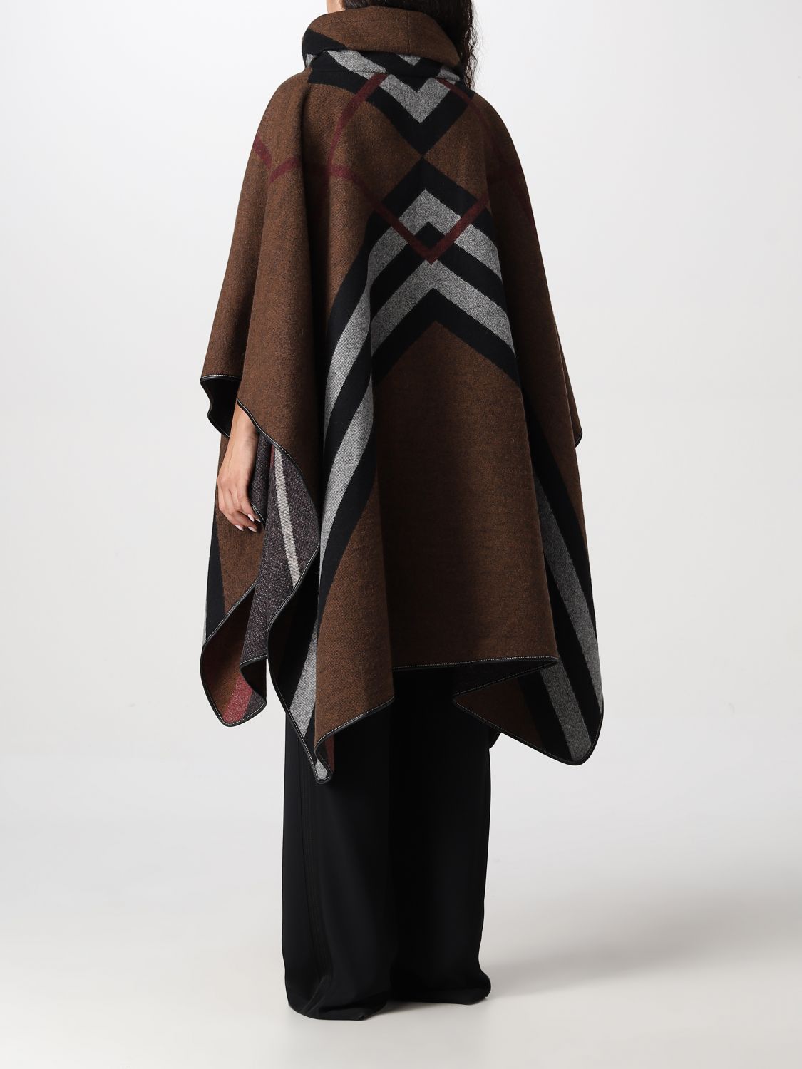 Chevron Check-jacquard cashmere poncho