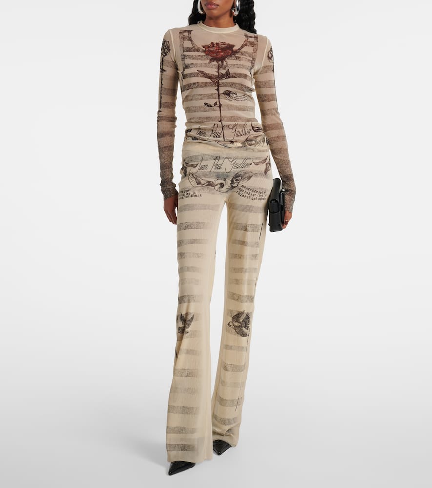 Jean Paul Gaultier Striped printed mesh top