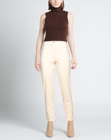 Woman Pants Cream Size 10 Cotton, Elastane