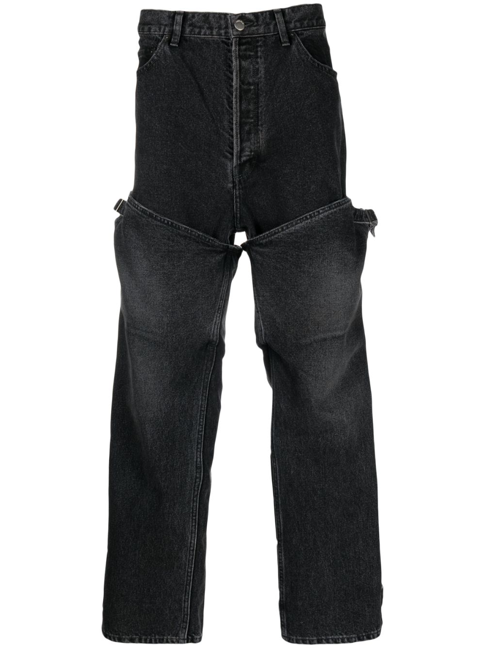 Straight-leg panelled jeans - Black