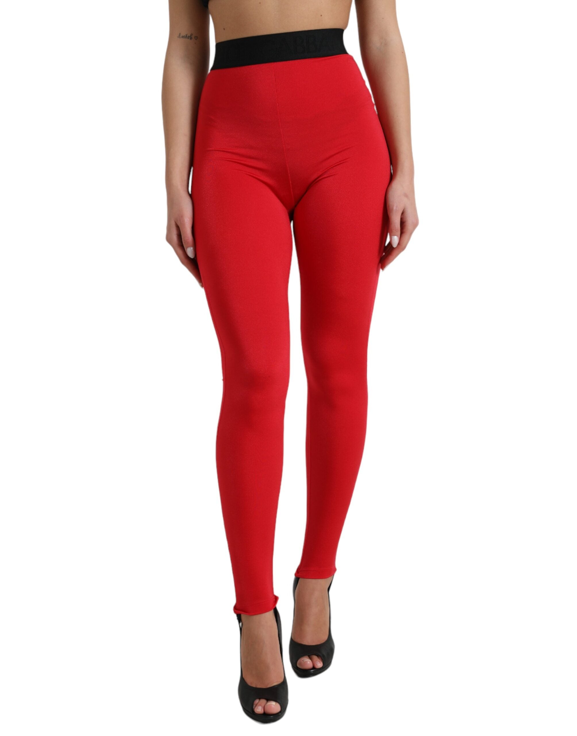 Nylon DG Logo Leggings — Red