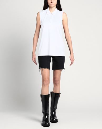 Woman Polo shirt White Size L Polyester, Elastane