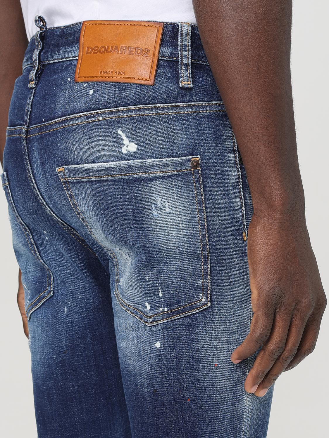 Distressed stretch-cotton slim jeans - Blue