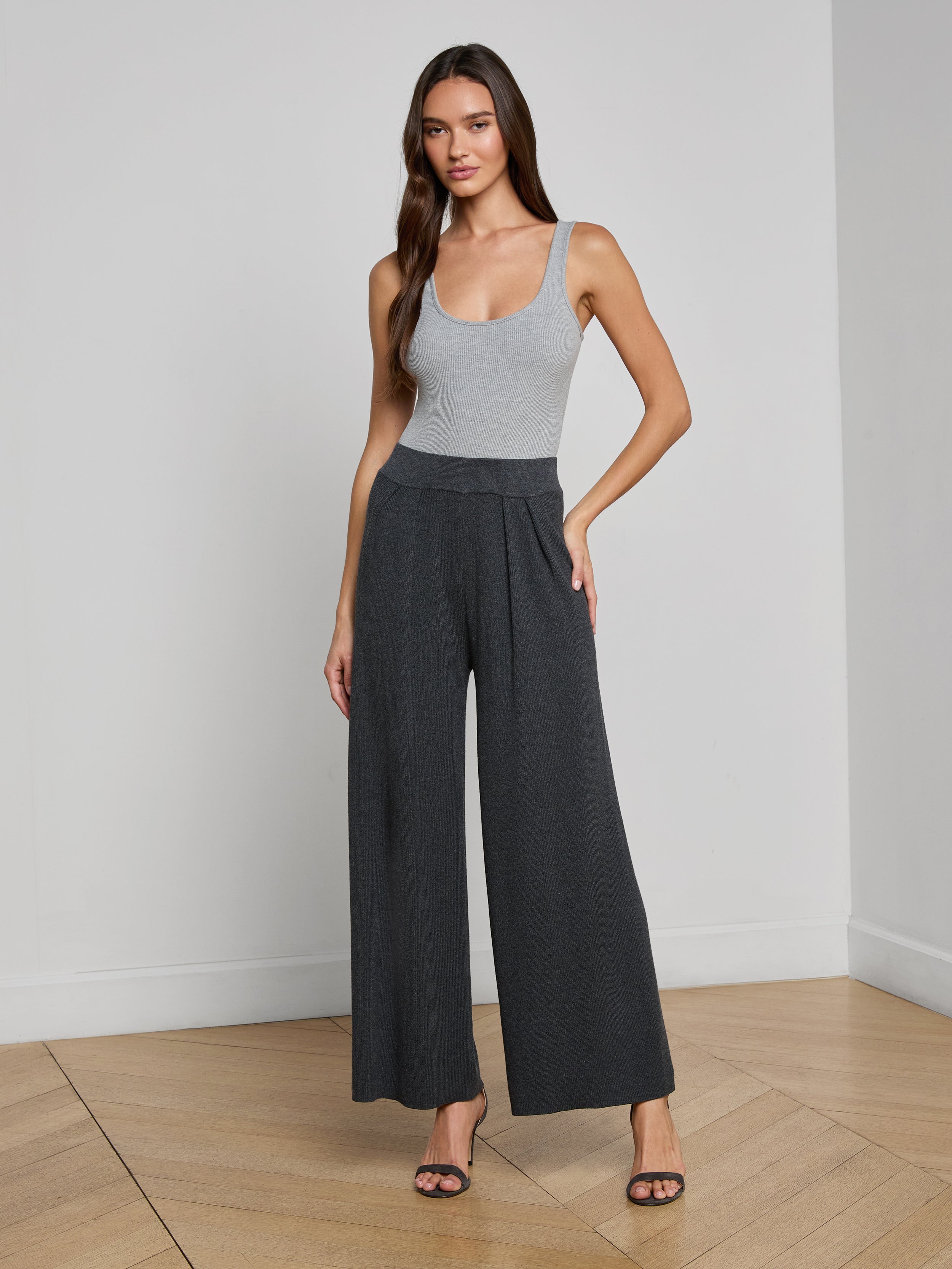 Milly Knit Pants In Charcoal Grey