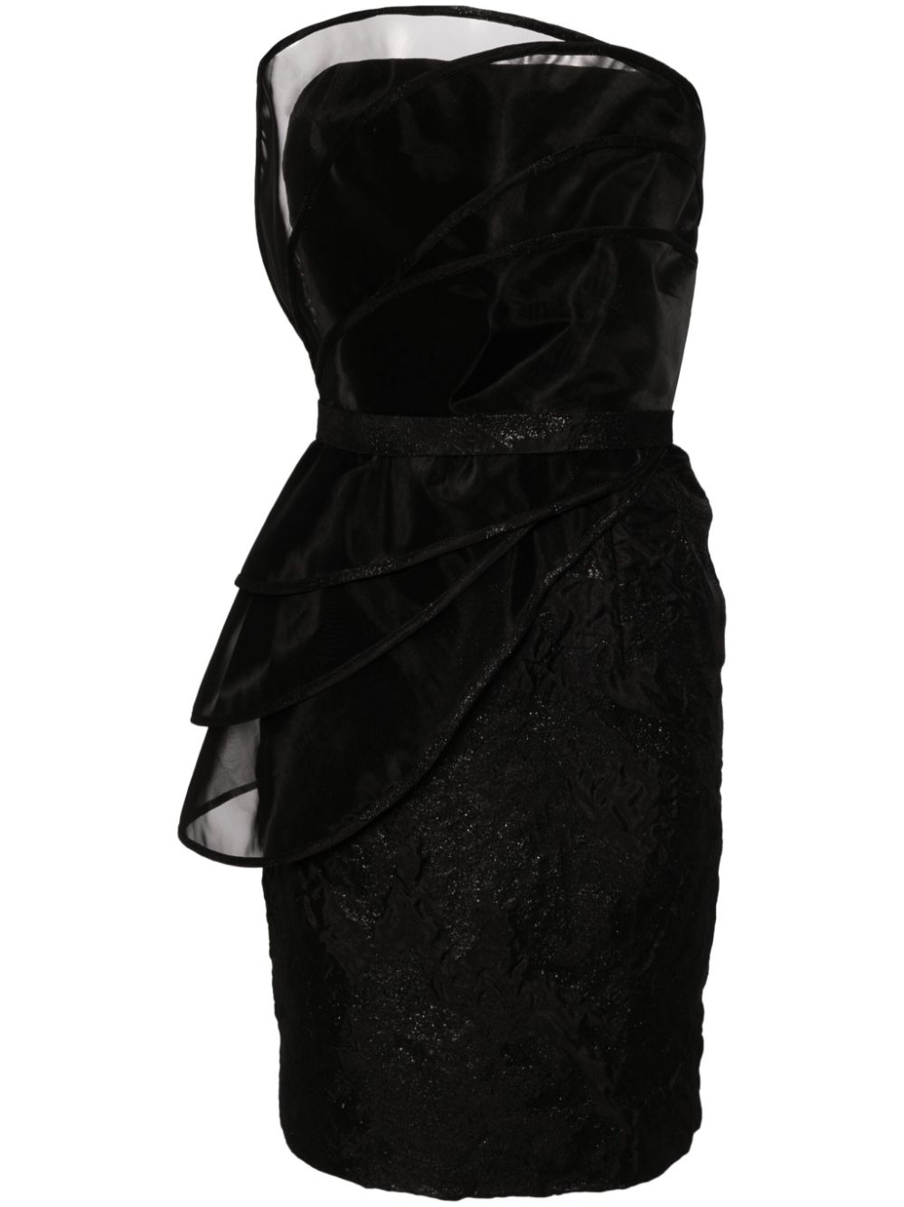 Strapless brocade minidress - Black