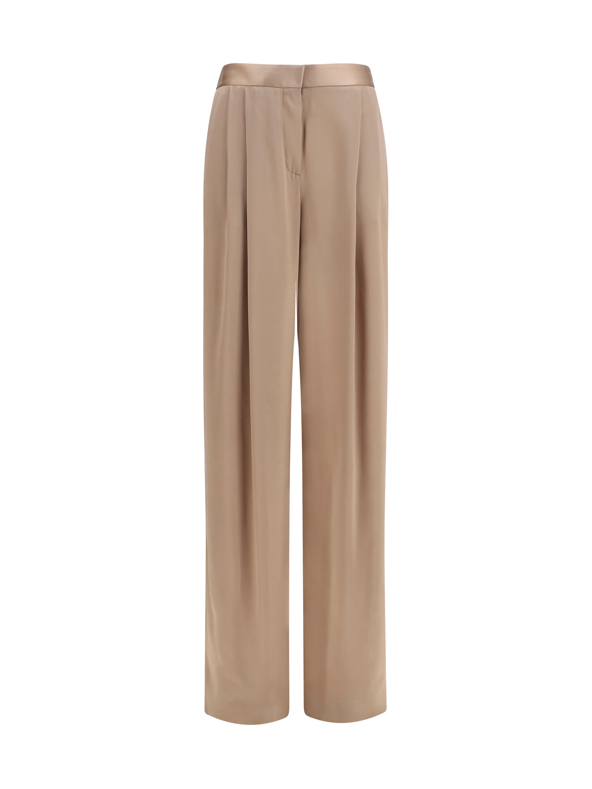 Silk Trousers — Beige