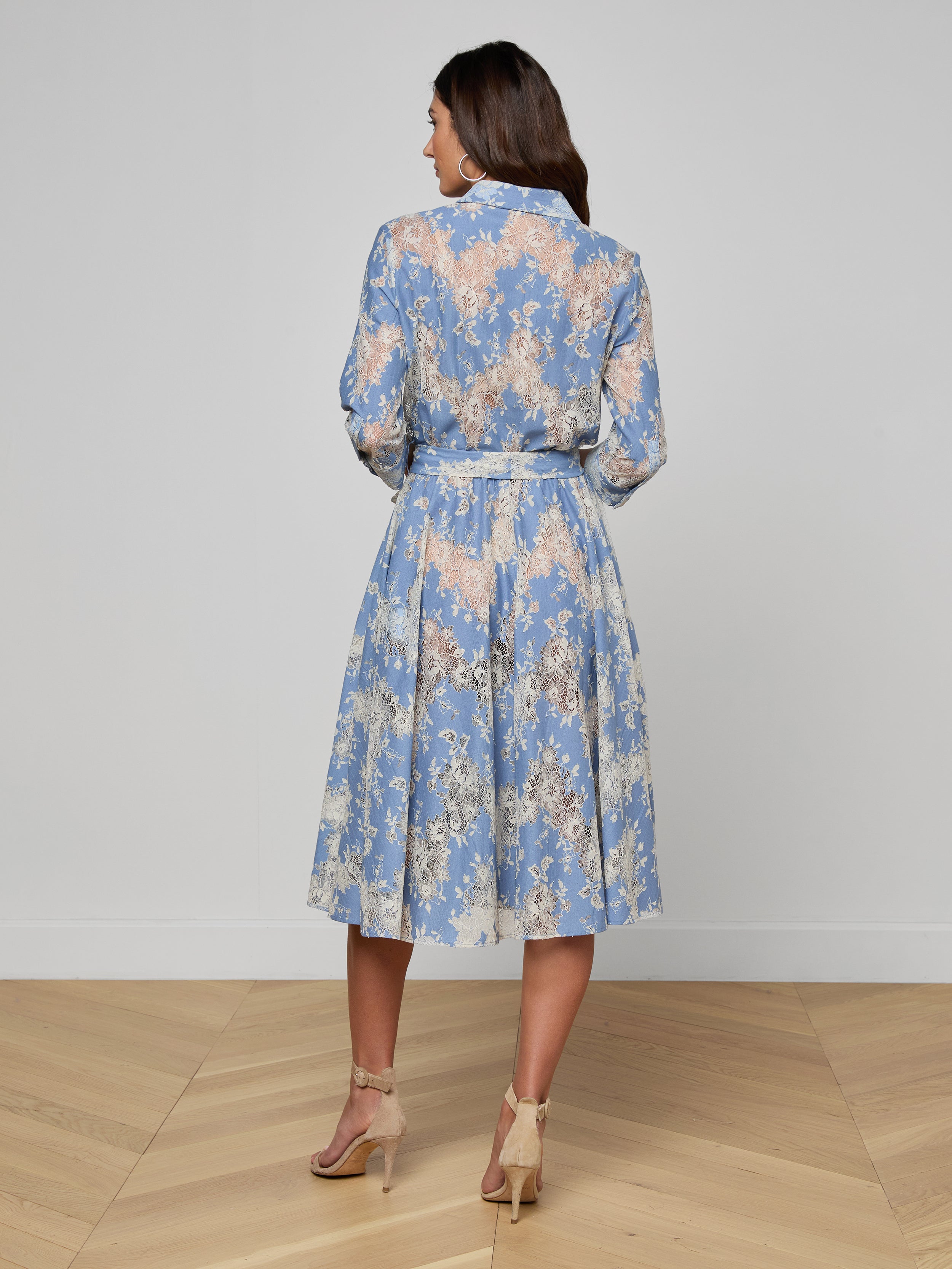 Ralphie Lace Midi Dress In Allure Blue/ivory