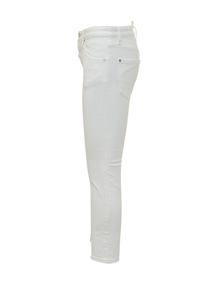 White Straight Mid Rise Jeans