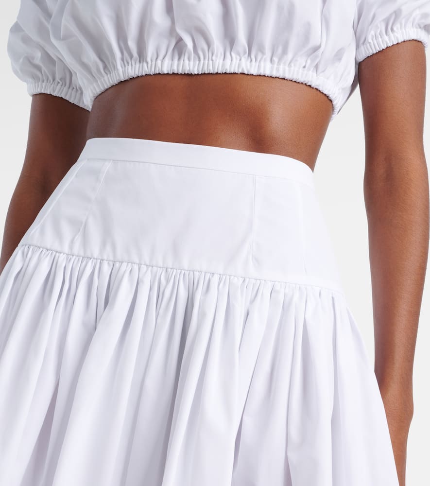 Pleated cotton poplin miniskirt
