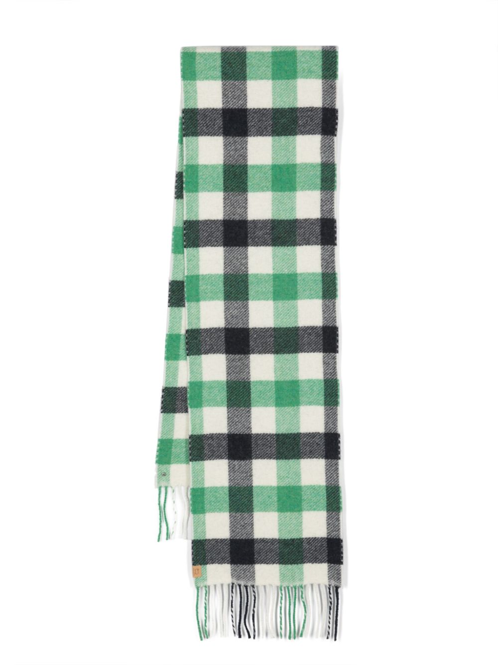 Check-pattern wool blend scarf - Green
