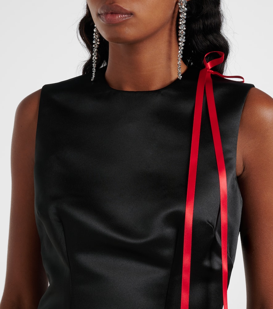Bow-detail satin midi dress