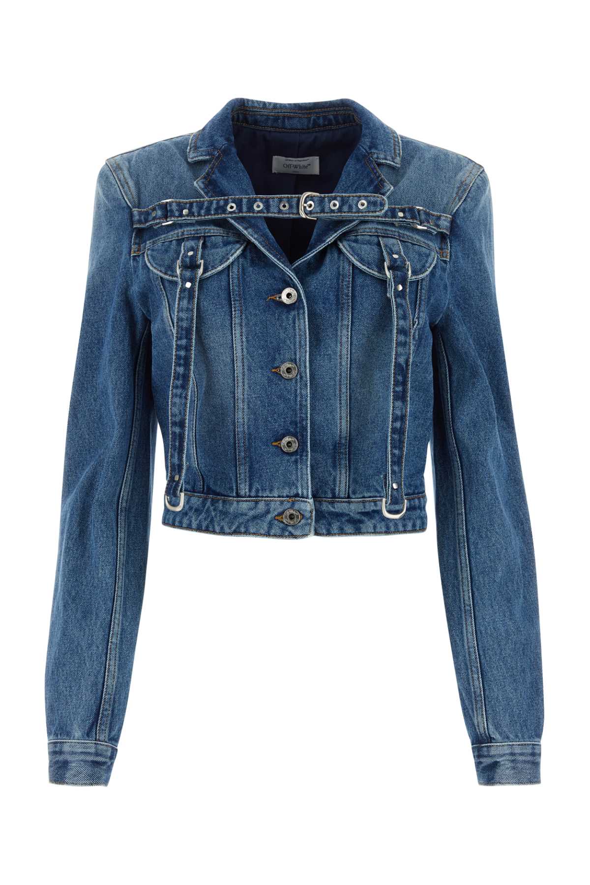 Cropped Denim Jacket — Blue
