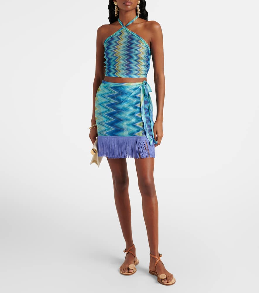 Zigzag sheer halterneck top