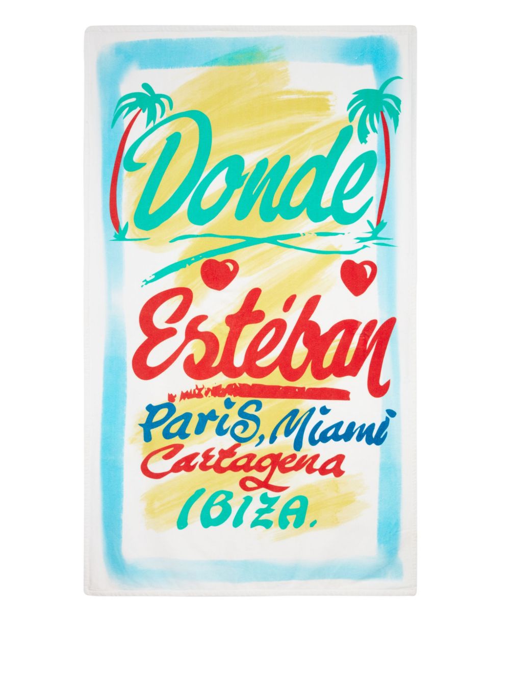 Donde Esteban logo-print beach towel - White