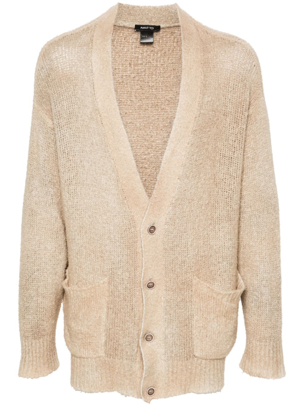 Brushed-effect drop-shoulder cardigan - Neutrals