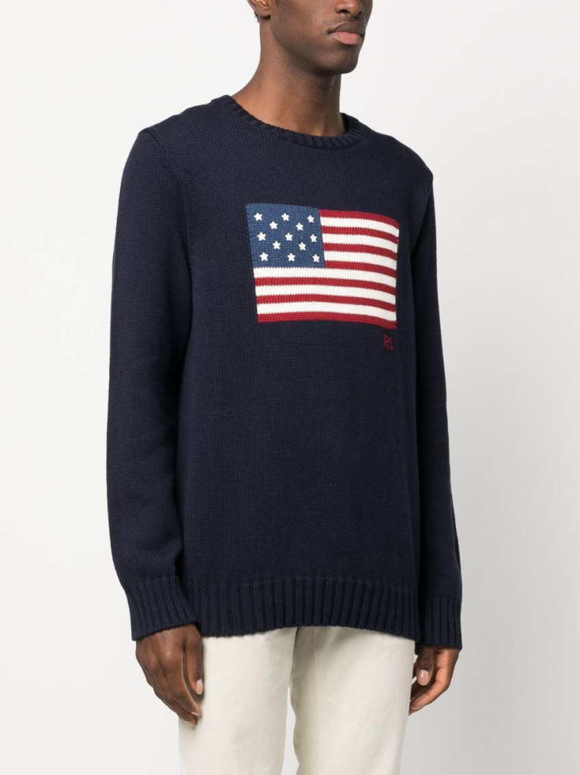 Flag Intarsia-knit Crewneck Jumper
