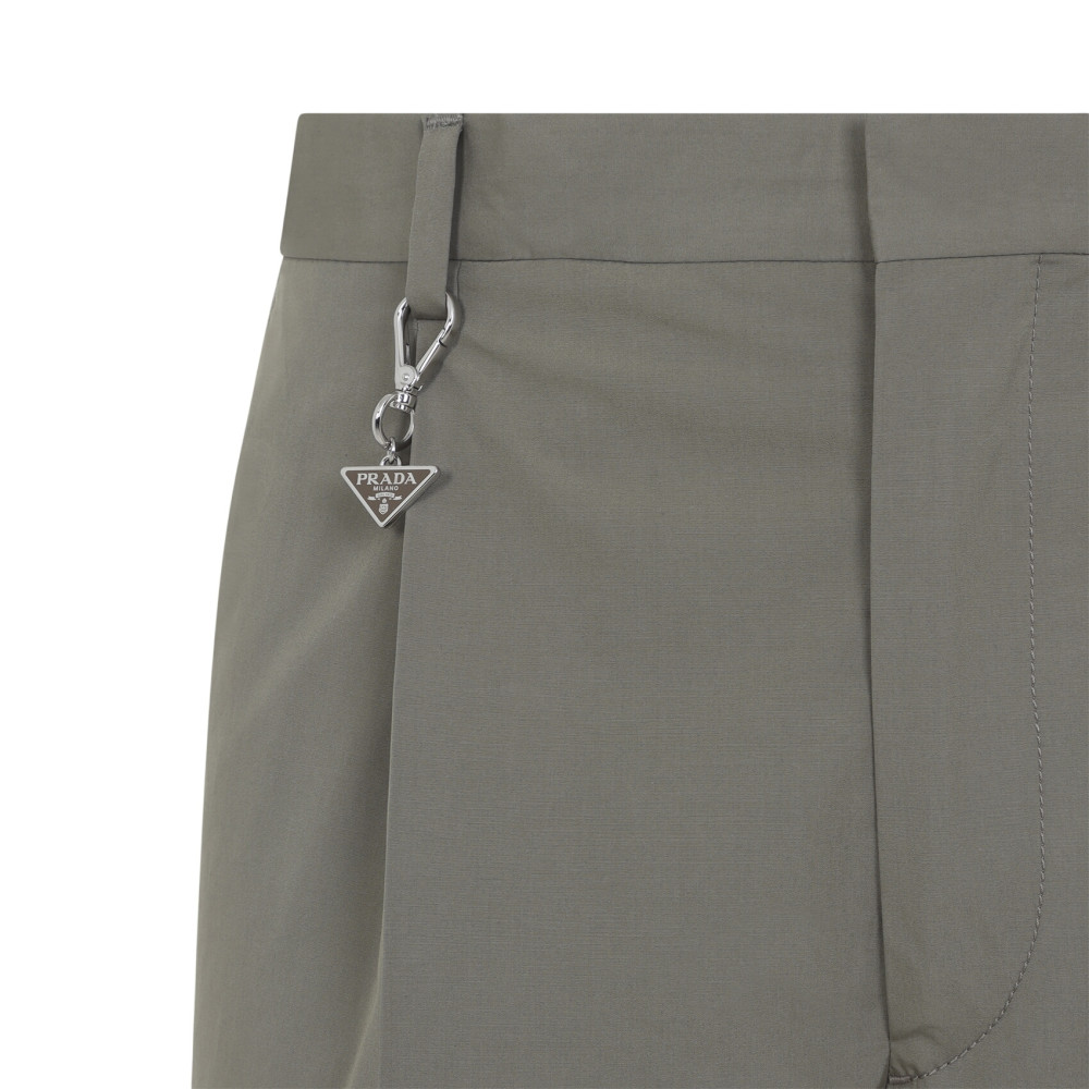 Prada - pleated cotton trousers charm detail belt