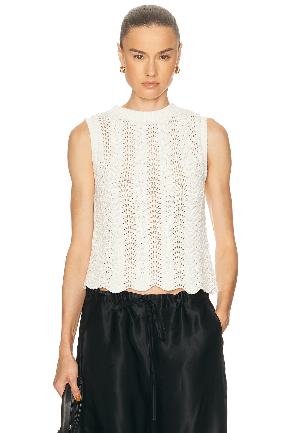Loulou de Saison Vittoria American Armhole Tank Top in Ivory - Ivory. XS also in S
