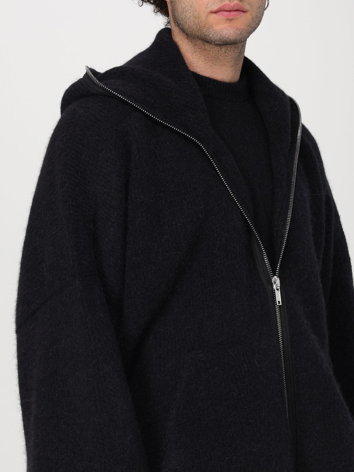 Drop-shoulder hooded jacket - Black