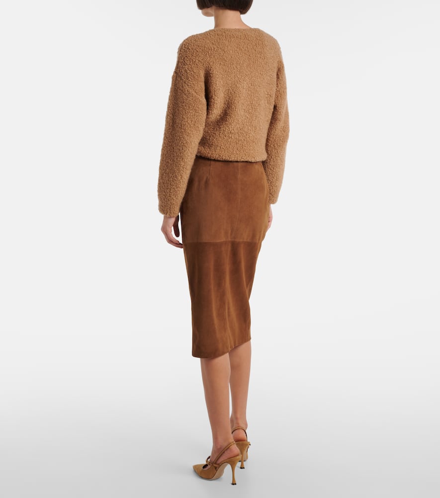 Jerez gathered suede pencil skirt
