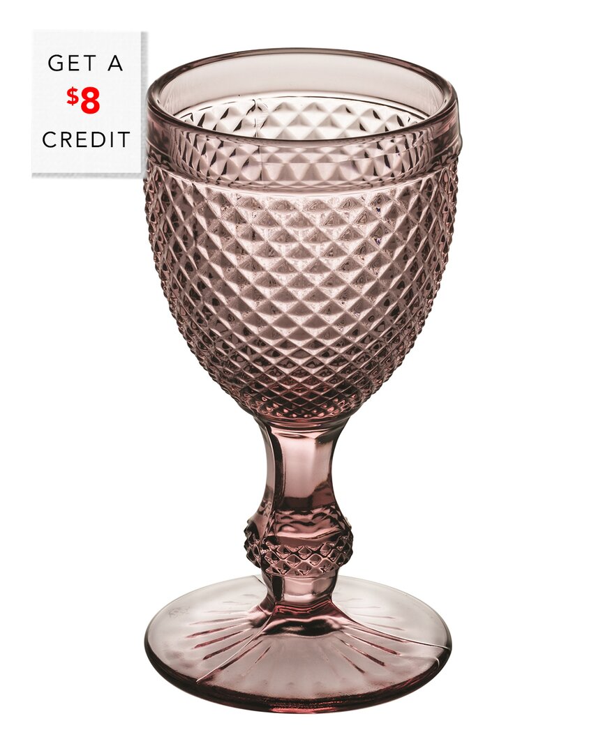Bicos Set of 4 Pink Water Goblets with $8 Credit