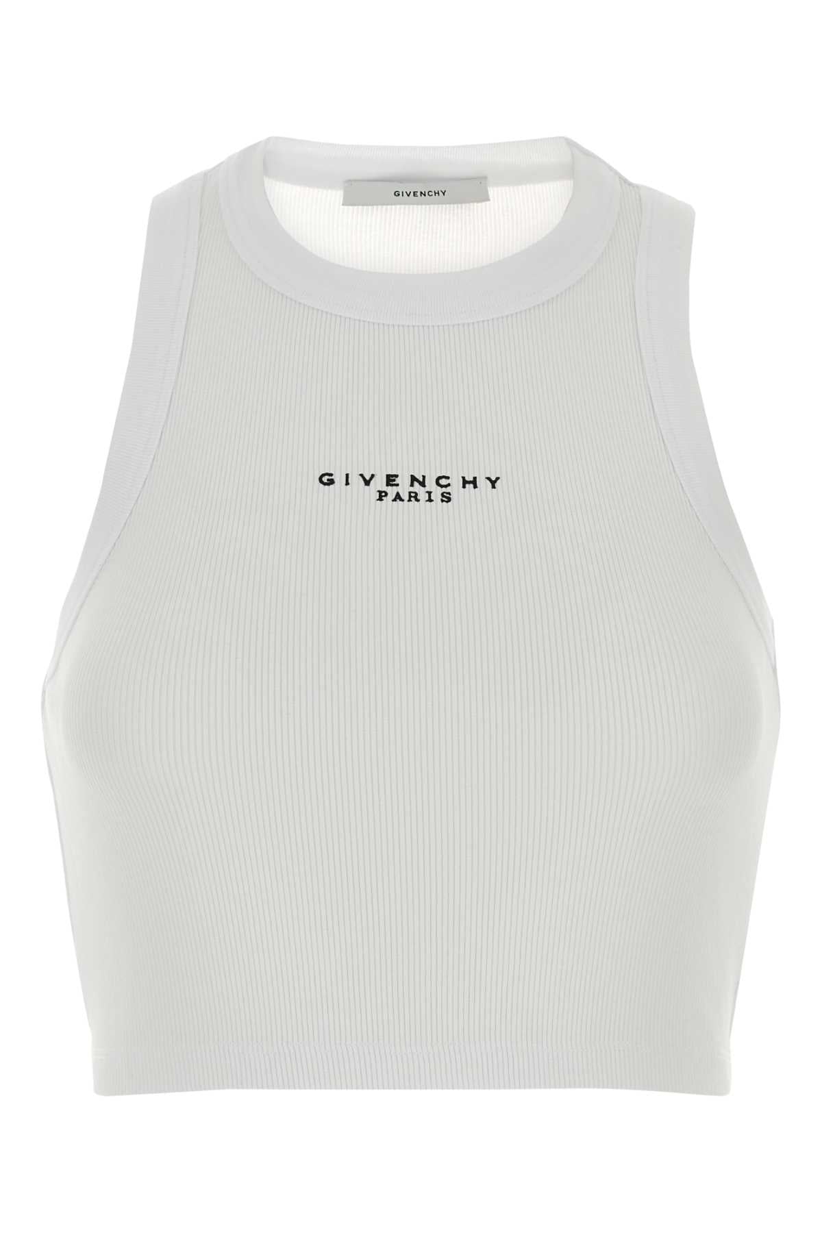 Logo-Embroidered Ribbed Cotton Tank Top — White