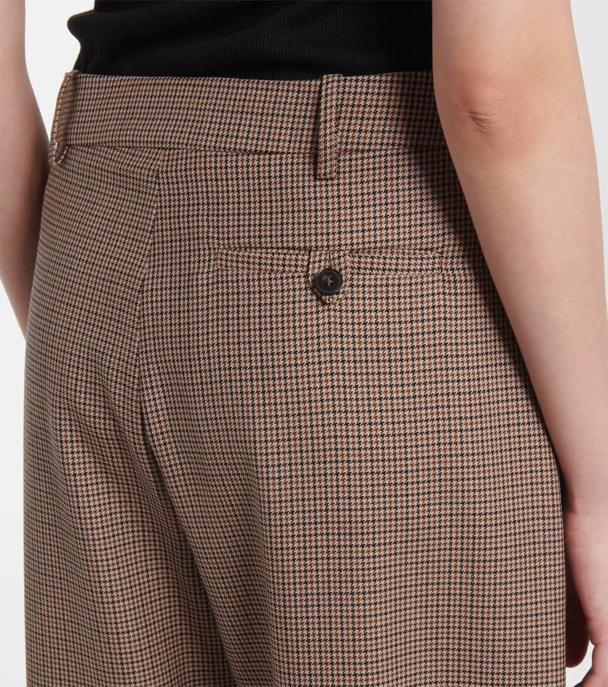 Houndstooth cropped wool wide-leg pants