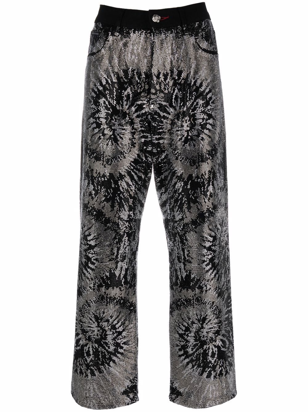 Embellished wide-leg jeans - Black