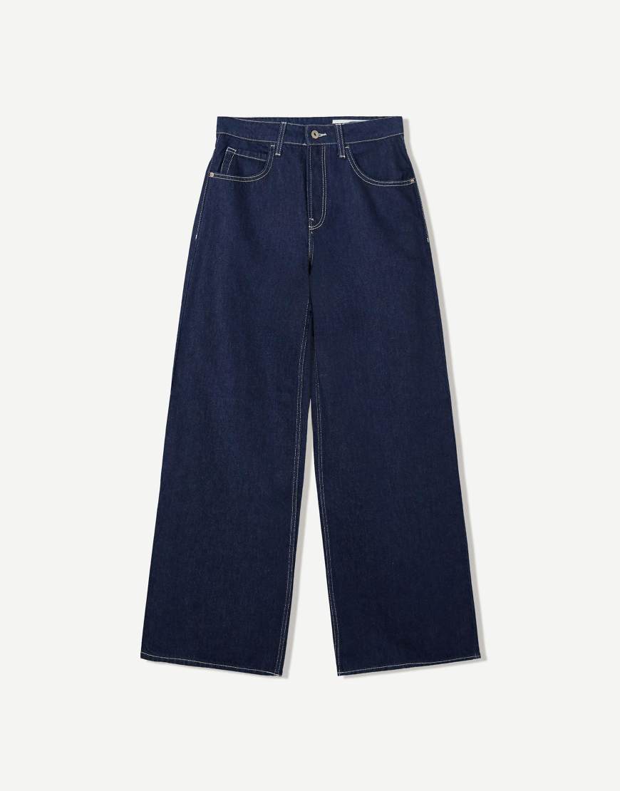 Wide-leg jeans in blue-Navy