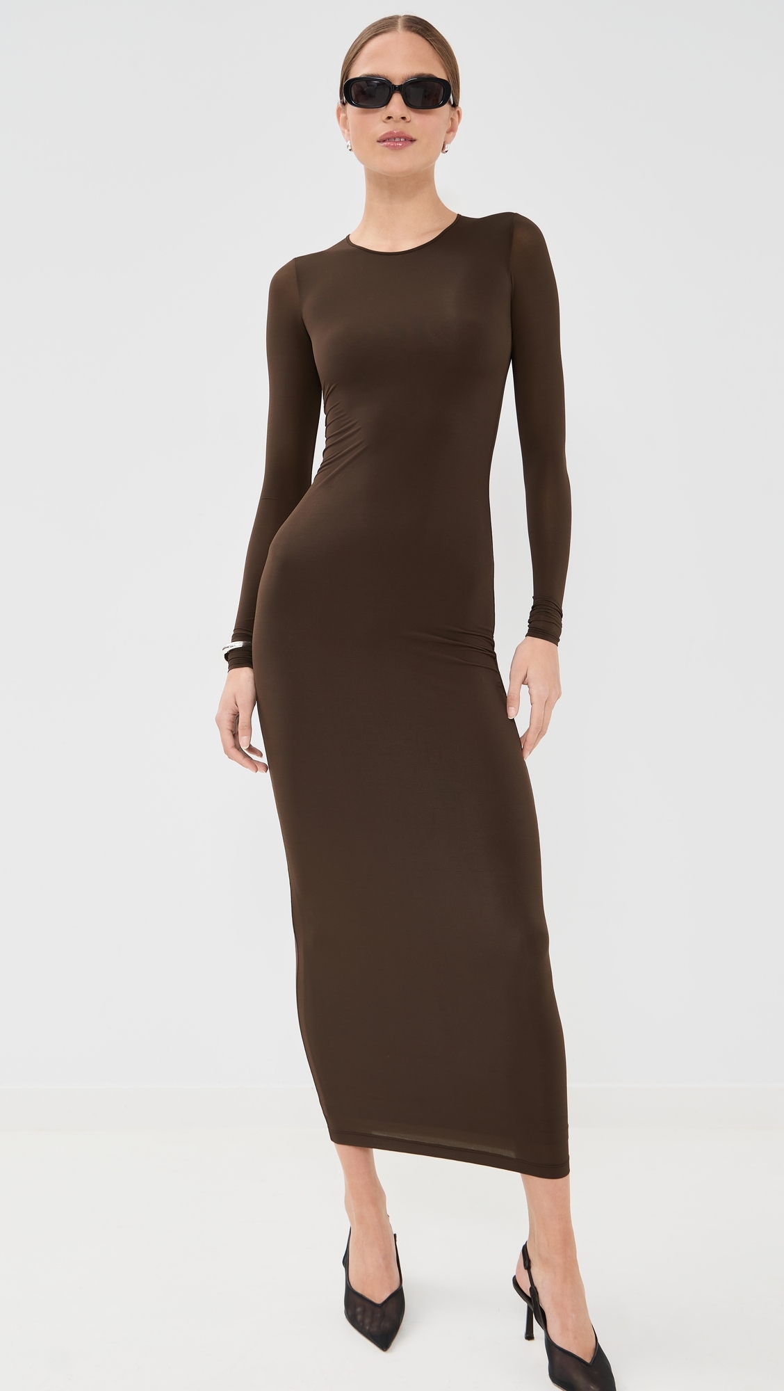 WARDROBE. NYC Sheer Midi Dress Black