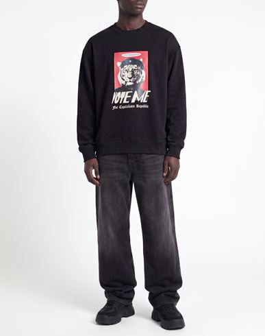 Man Sweatshirt Black Size S Cotton, Recycled polyester