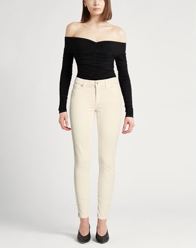 Woman Pants Beige Size 0 Cotton, Elastane
