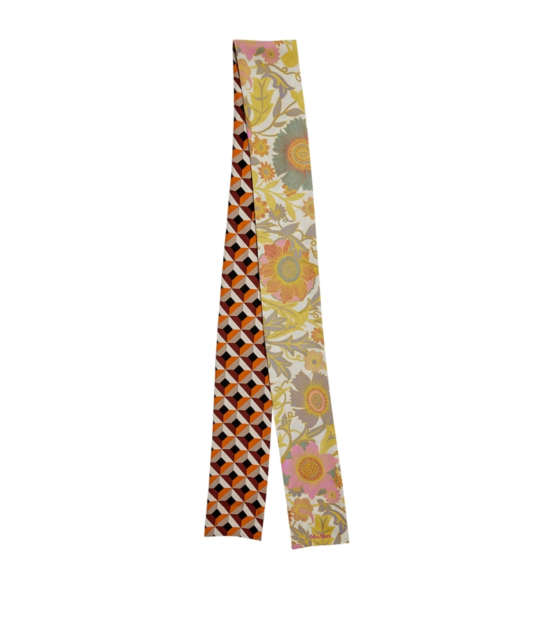 Silk Patterned Skinny Scarf