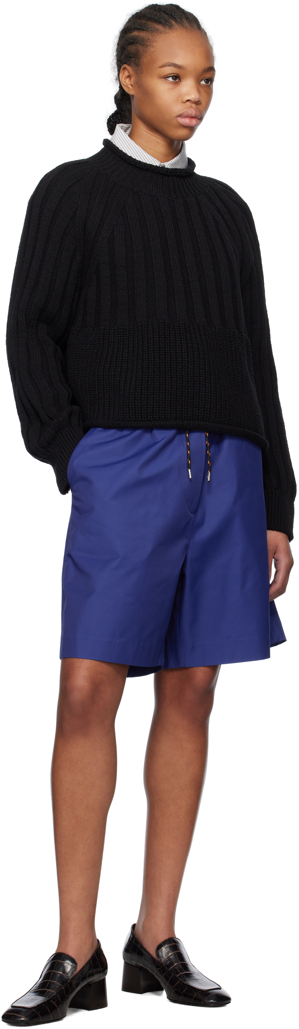 Cordera Black Ribbed Cotton Sweater