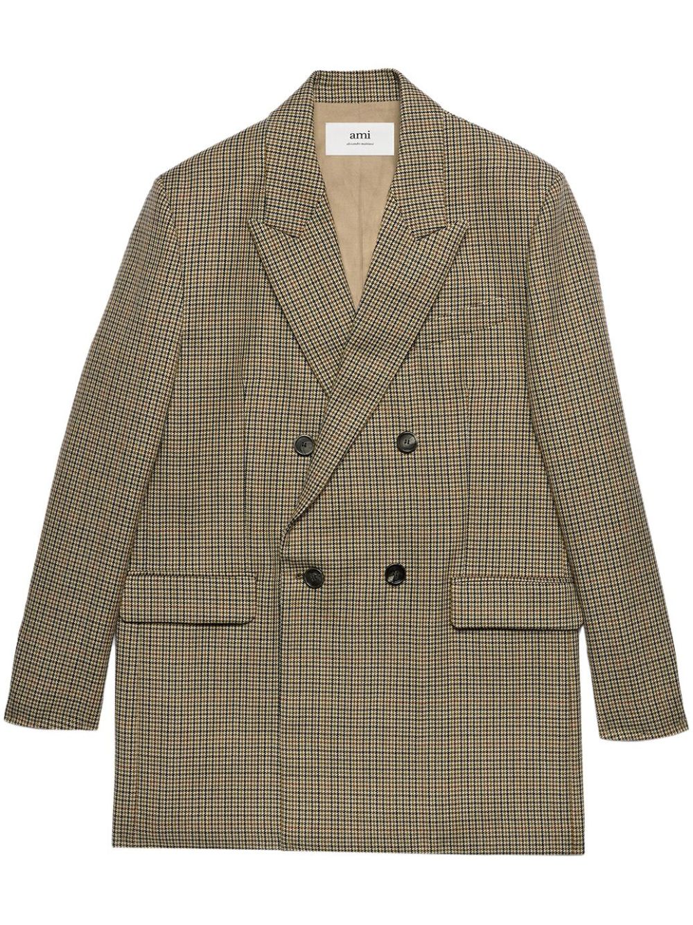 Check-print double-breasted blazer - Neutrals
