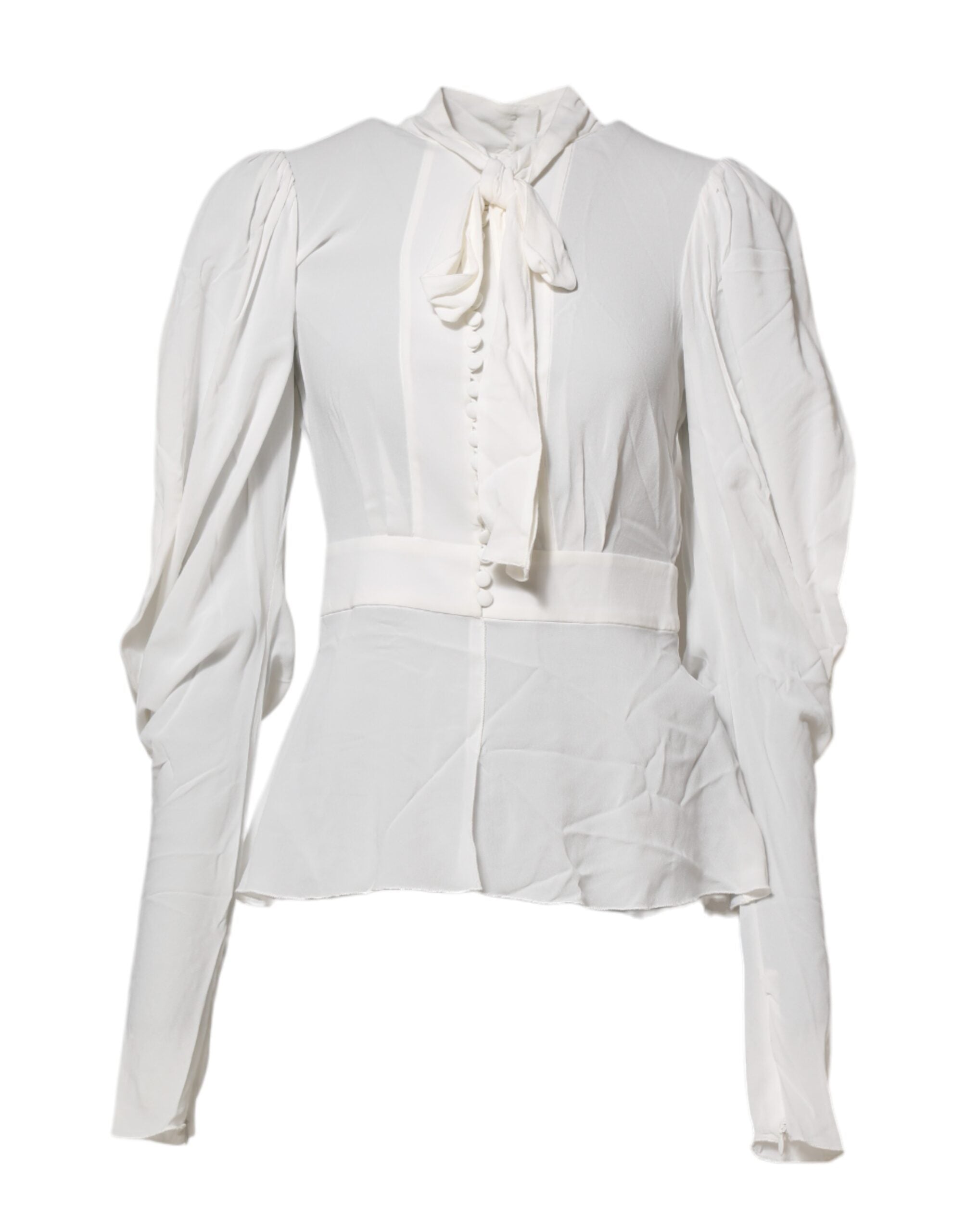 Viscose Ascot Collar Blouse — White