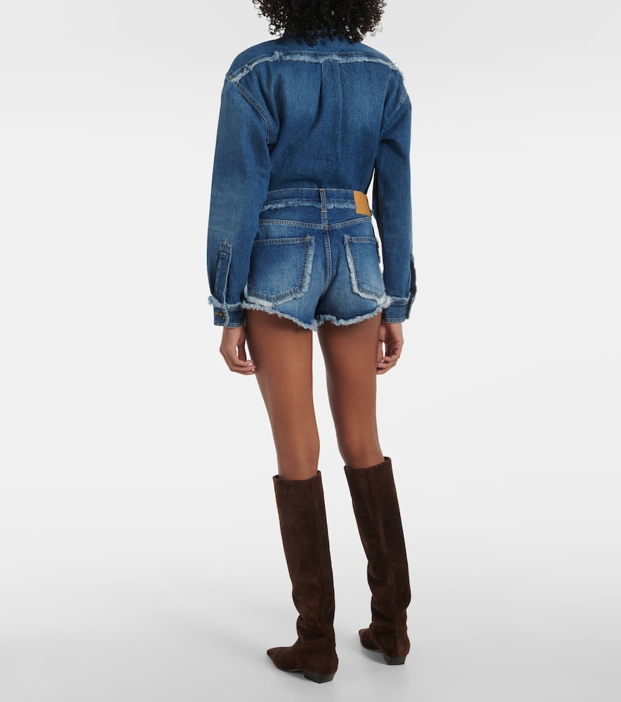 Fringed denim shorts