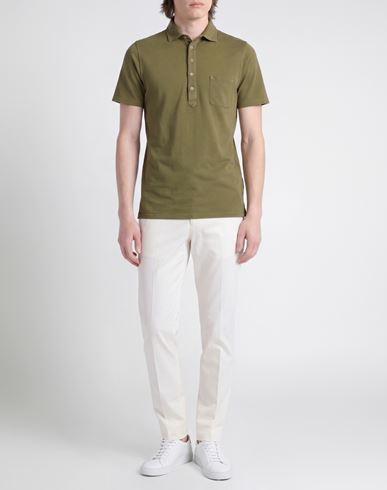 Man Polo shirt Military green Size 40 Cotton