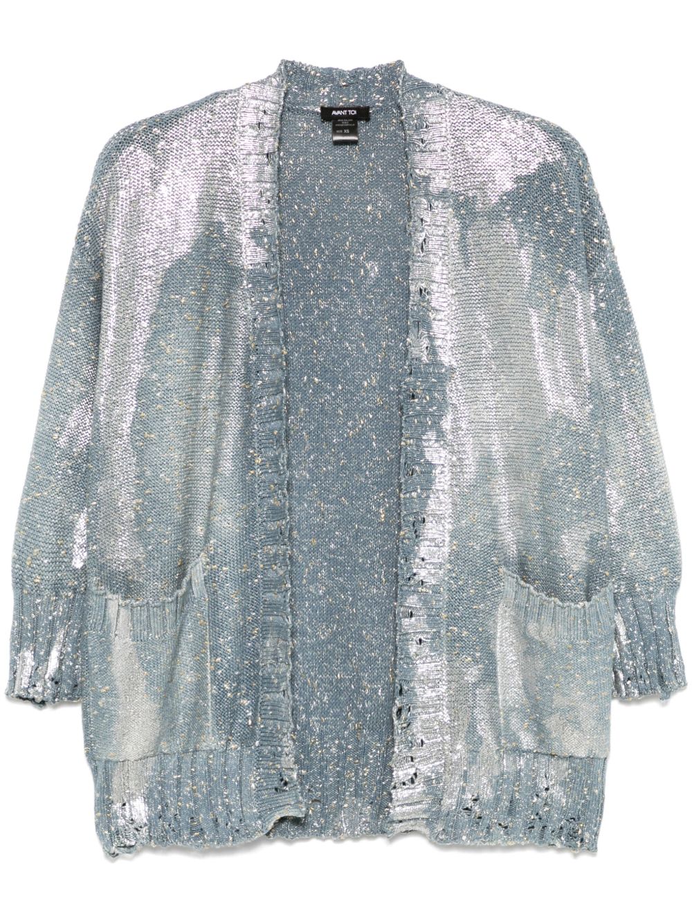 Foil-print cardigan - Blue