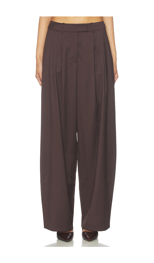 REMAIN Cocoon Suiting Pants With Pleats in Brown. 34. Also