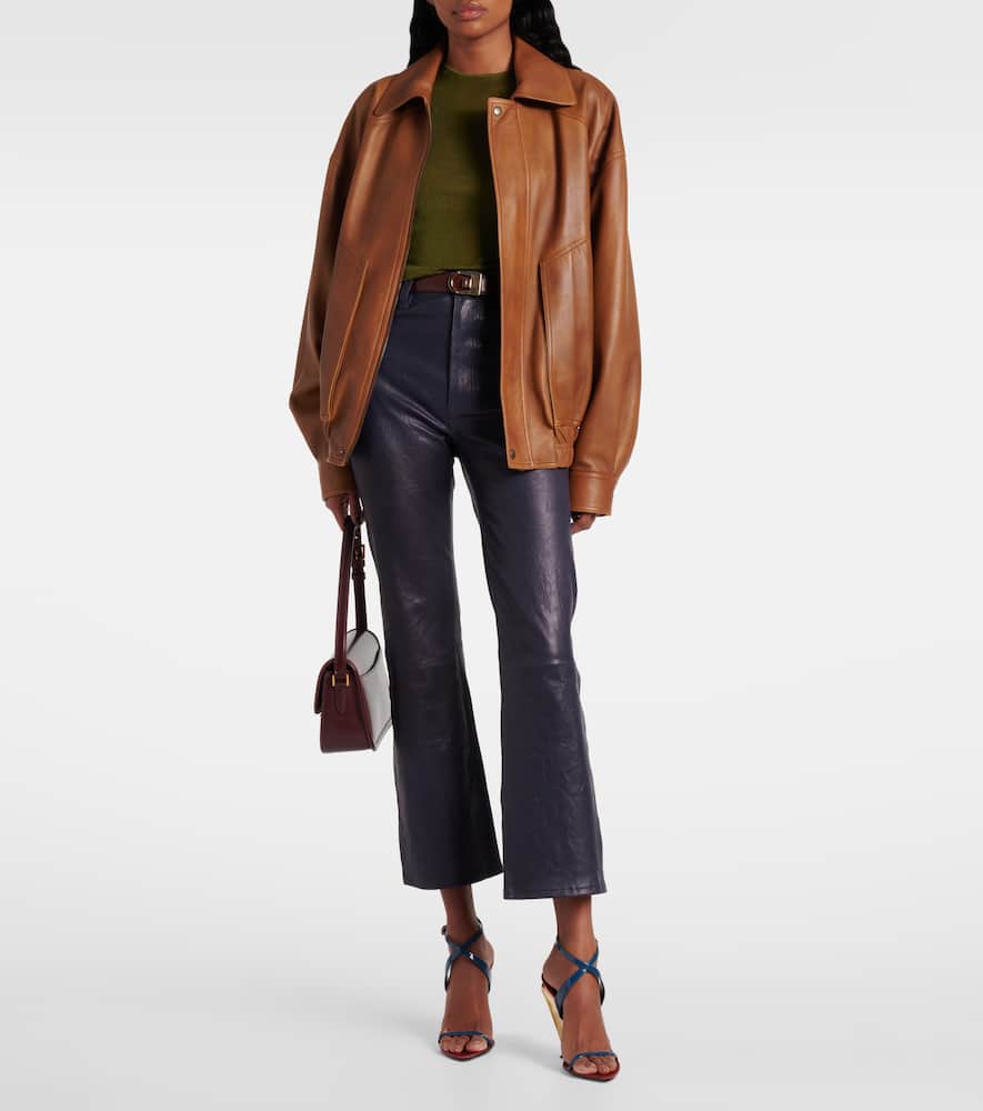 Reboot Crop leather bootcut pants