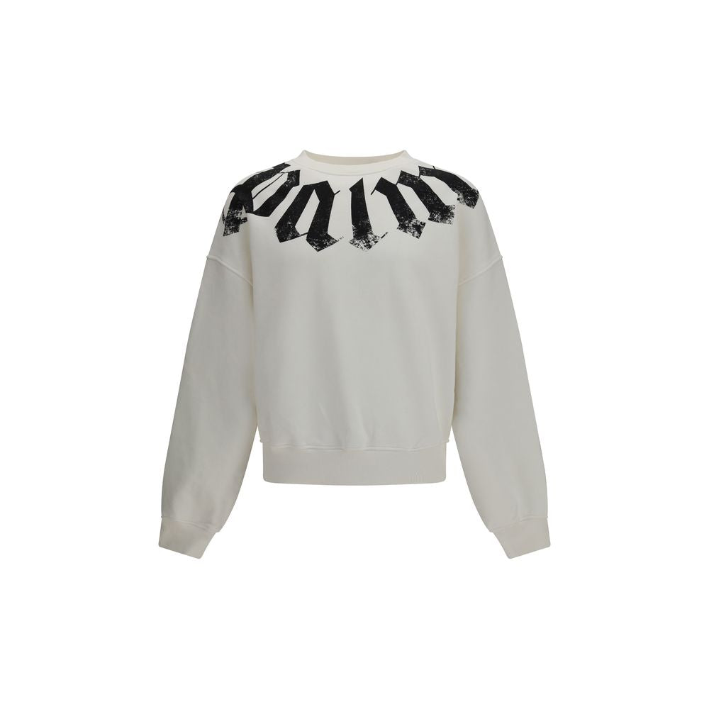 Distressed Big Neck Logo Sweatshirt — White