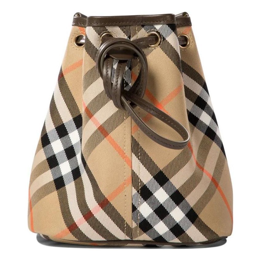 (WMNS) 25 Checked Drawstring Bucket Bag 'Beige'