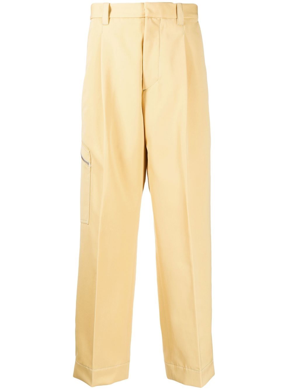Straight-leg pressed-crease trousers - Yellow