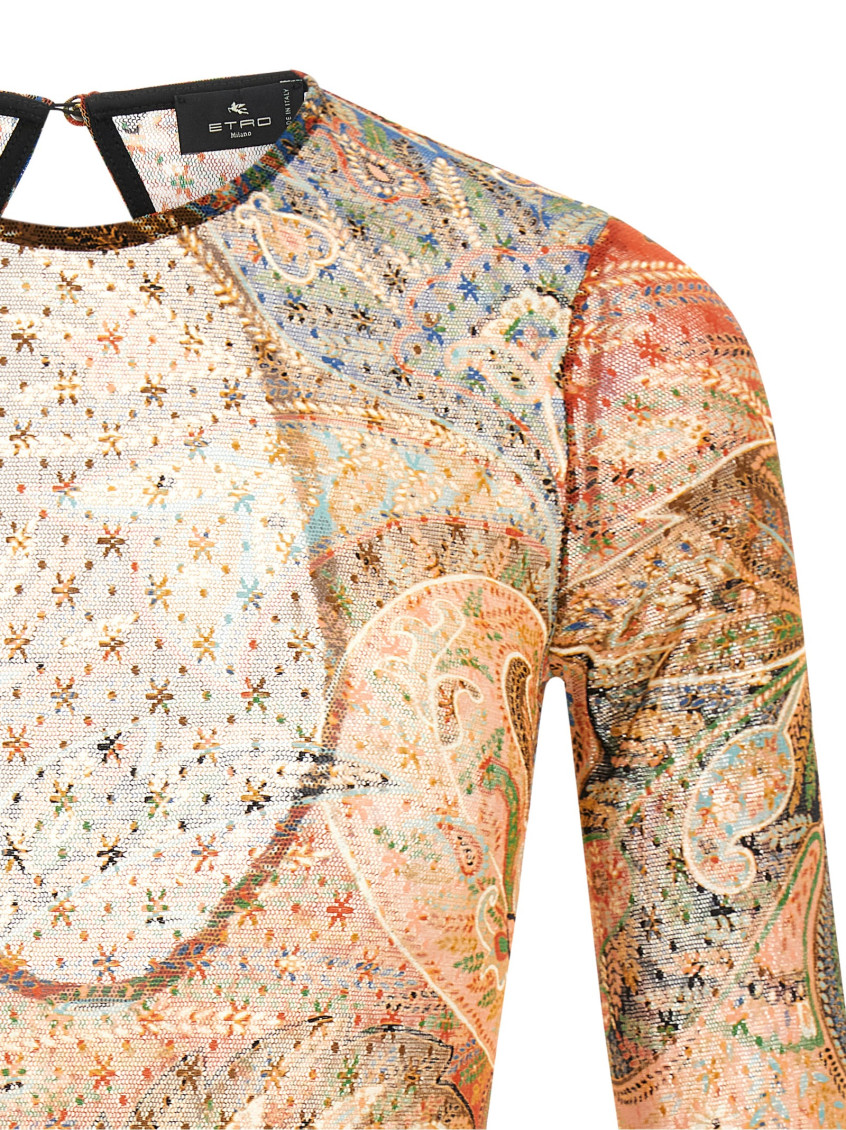 Etro - paisley foliage top round neck keyhole