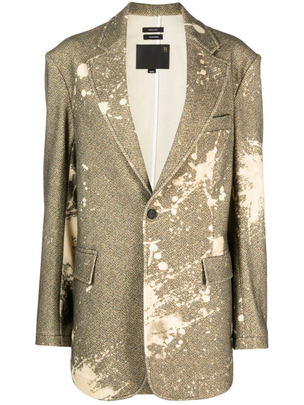 Paint splatter-print tweed blazer - Green