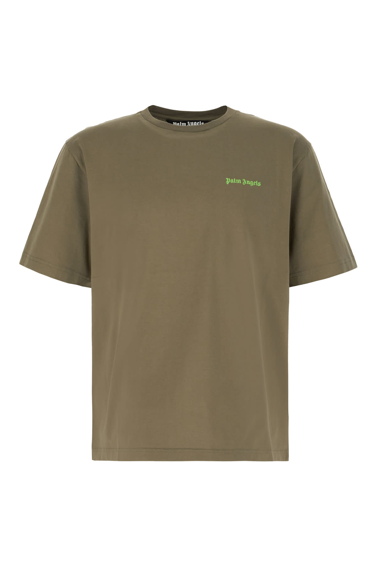 Embroidered-logo cotton T-shirt - Green
