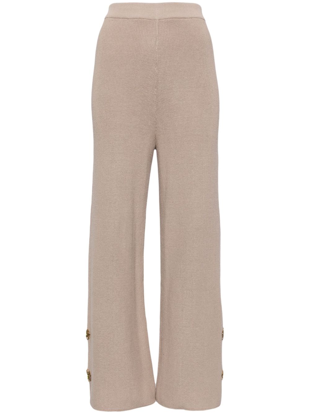 Straight-leg knitted trousers - Brown