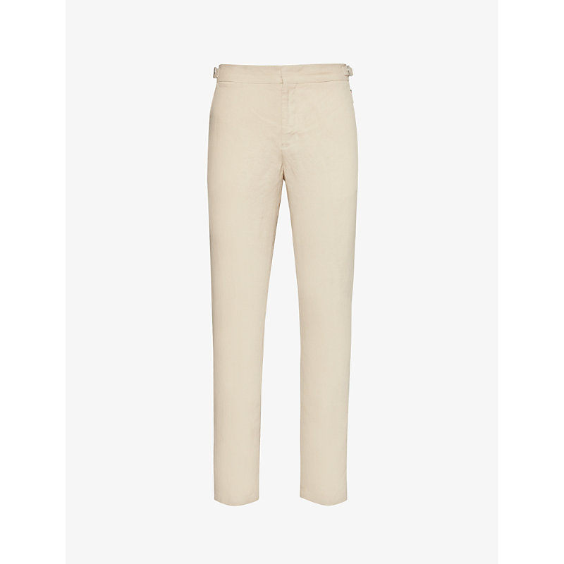 Mens Chai Griffon Adjustable Tapered-leg Linen Trousers